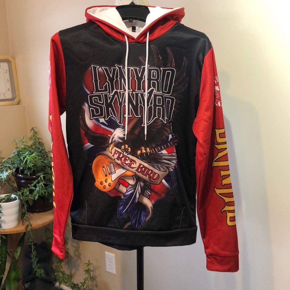 Band Hoodie, Lynyrd Skynyrd, Kangaroo Pocket, Red & Black (Size Small)